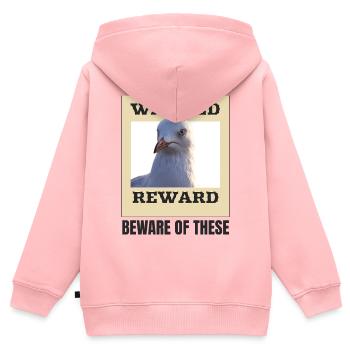 Humoristique Seagull Wanted Poster - Sweat Premium à capuche zippé enfant bio - rose - Dos - AI Model Kid Female (0cm)