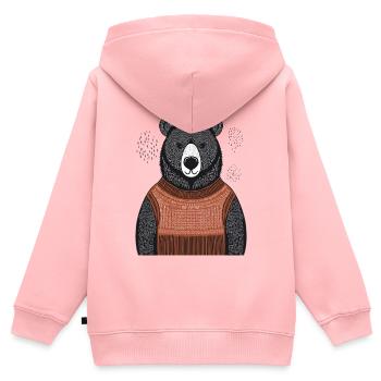 Gemütlicher Bär - Kinder Premium Organic Zip Hoodie - Rosa - Hinten - AI Model Kid Female (0cm)