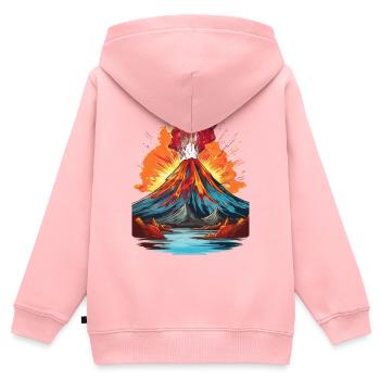 Éruption volcanique avec coulée de lave - Sweat Premium à capuche zippé enfant bio - rose - Dos - AI Model Kid Female (0cm)