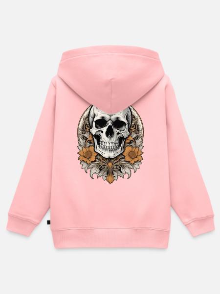 Skull - Kinder Premium Organic Zip Hoodie - Rosa