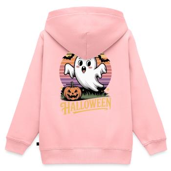 Gespenstischer Halloween-Charme - Kinder Premium Organic Zip Hoodie - Rosa - Hinten - AI Model Kid Female (0cm)
