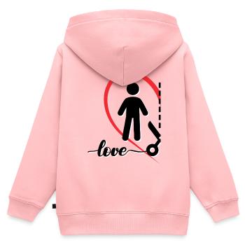 Minimalistisches Liebesdesign Links Halbes Herz - Kinder Premium Organic Zip Hoodie - Rosa - Hinten - AI Model Kid Female (0cm)