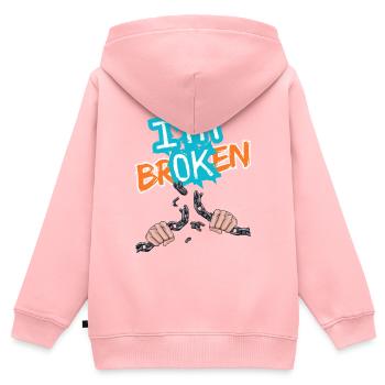 Hände, die eine Kette mit einer Inschrift zerbrechen - Kinder Premium Organic Zip Hoodie - Rosa - Hinten - AI Model Kid Female (0cm)