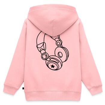 Headphones Star : Musique et ambiance de fête - Sweat Premium à capuche zippé enfant bio - rose - Dos - AI Model Kid Female (0cm)
