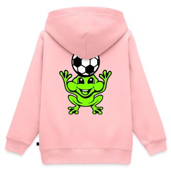 Frosch Fußball Kopfball Köpfer Ball Spielen Kröte - Kinder Premium Organic Zip Hoodie - Rosa - Hinten - AI Model Kid Female (0cm)