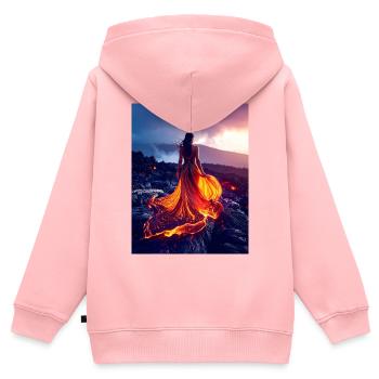 Feuerähnliches Kleid auf Lavafeld - Kinder Premium Organic Zip Hoodie - Rosa - Hinten - AI Model Kid Female (0cm)