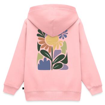 Composition florale colorée - Sweat Premium à capuche zippé enfant bio - rose - Dos - AI Model Kid Female (0cm)