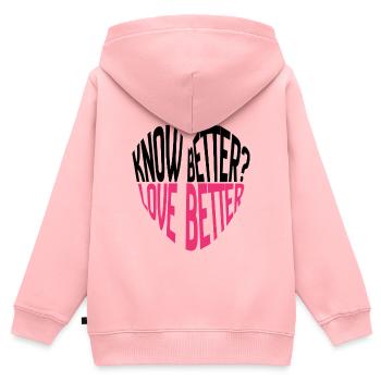 Wissen Sie es besser? Liebe besser! Typographie - Kinder Premium Organic Zip Hoodie - Rosa - Hinten - AI Model Kid Female (0cm)
