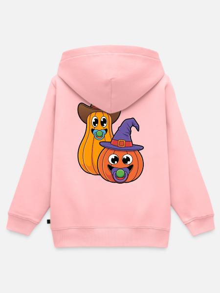 Kürbisduo Halloween Kostüm - Kinder Premium Organic Zip Hoodie - Rosa