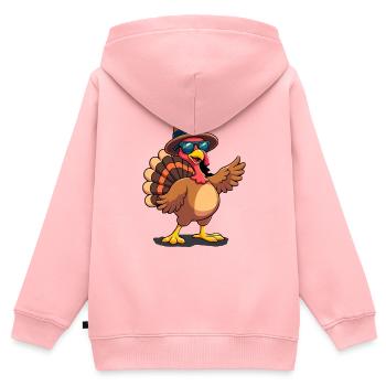 Thanksgiving Lustiger Thanksgiving Truthahn - Kinder Premium Organic Zip Hoodie - Rosa - Hinten - AI Model Kid Female (0cm)