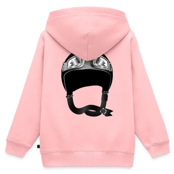 Retro Motorradhelm mit Schutzbrille in Schwarz - Kinder Premium Organic Zip Hoodie - Rosa - Hinten - AI Model Kid Female (0cm)