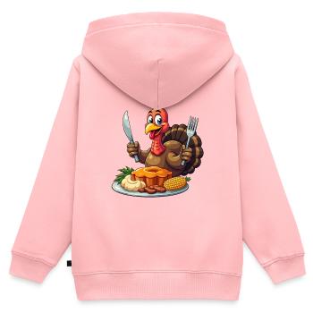 Thanksgiving Funny Thanksgiving Turkey - Kids Premium Organic Zip-up Hoodie - rose - Back - AI Model Kid Female (0cm)