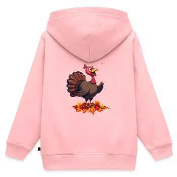 Thanksgiving Lustiger Thanksgiving Truthahn - Kinder Premium Organic Zip Hoodie - Rosa - Hinten - AI Model Kid Female (0cm)