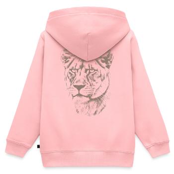 Löwin Illustration - Kinder Premium Organic Zip Hoodie - Rosa - Hinten - AI Model Kid Female (0cm)