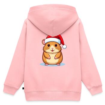 Hamster mit Nikolausmütze passend zu Weihnachten - Kinder Premium Organic Zip Hoodie - Rosa - Hinten - AI Model Kid Female (0cm)
