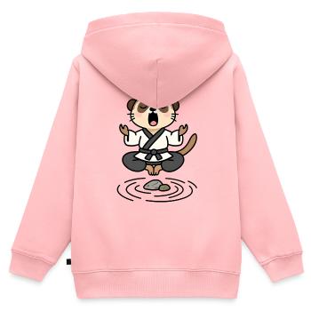 Suricate en kimono Zen Méditatif - Sweat Premium à capuche zippé enfant bio - rose - Dos - AI Model Kid Female (0cm)
