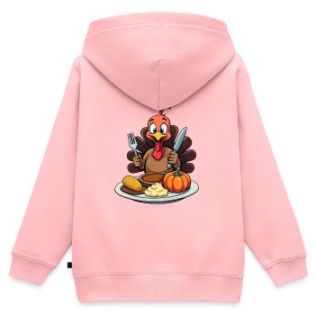 Thanksgiving Lustiger Thanksgiving Truthahn - Kinder Premium Organic Zip Hoodie - Rosa - Hinten - AI Model Kid Female (0cm)