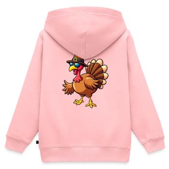 Thanksgiving Lustiger Thanksgiving Truthahn - Kinder Premium Organic Zip Hoodie - Rosa - Hinten - AI Model Kid Female (0cm)