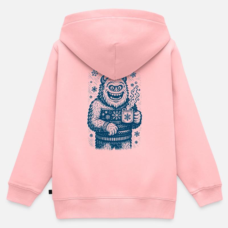 Frostpunk Yeti - Sweat Premium à capuche zippé enfant bio - rose