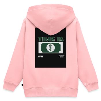 Zeit ist Geld – 2025 Design - Kinder Premium Organic Zip Hoodie - Rosa - Hinten - AI Model Kid Female (0cm)