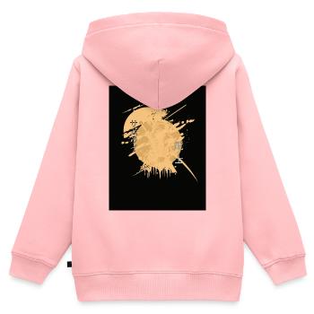 Samouraï Cheval Splatter Noir - Sweat Premium à capuche zippé enfant bio - rose - Dos - AI Model Kid Female (0cm)