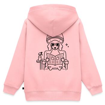Hund Dackel beim Frisör Minimalistisch Line Art - Kinder Premium Organic Zip Hoodie - Rosa - Hinten - AI Model Kid Female (0cm)