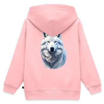 Loup arctique - Sweat Premium à capuche zippé enfant bio - rose - Dos - AI Model Kid Female (0cm)