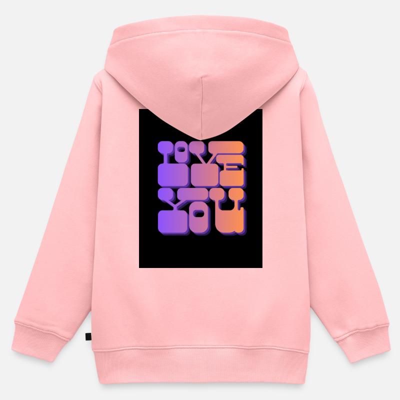 Love You - Sweat Premium à capuche zippé enfant bio - rose