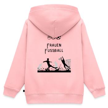 Fußballsilhouette vor dem Tor - Kinder Premium Organic Zip Hoodie - Rosa - Hinten - AI Model Kid Female (0cm)