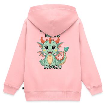 Mon meilleur ami Drachi - Sweat Premium à capuche zippé enfant bio - rose - Dos - AI Model Kid Female (0cm)
