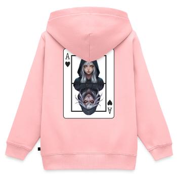 Doppelter Schatten: Ass Portrait - Kinder Premium Organic Zip Hoodie - Rosa - Hinten - AI Model Kid Female (0cm)