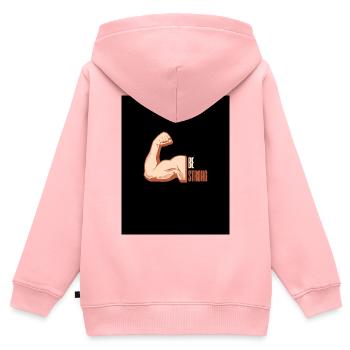 Sei stark - Kinder Premium Organic Zip Hoodie - Rosa - Hinten - AI Model Kid Female (0cm)