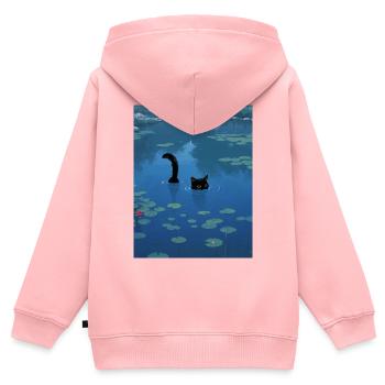 MonCat Water Lily Impressio Mon Chat le nénuphar - Kinder Premium Organic Zip Hoodie - Rosa - Hinten - AI Model Kid Female (0cm)