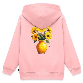 Vase de fleurs jaunes avec des fleurs jaunes - Sweat Premium à capuche zippé enfant bio - rose - Dos - AI Model Kid Female (0cm)