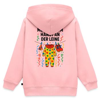 Mon costume est suspendu dans la fête foraine de linge de linge - Sweat Premium à capuche zippé enfant bio - rose - Dos - AI Model Kid Female (0cm)