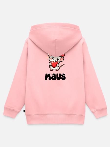 Maus - Kinder Premium Organic Zip Hoodie - Rosa