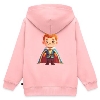 Noble Prince - Sweat Premium à capuche zippé enfant bio - rose - Dos - AI Model Kid Female (0cm)