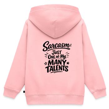 Sarcasme : remarque drôle - Sweat Premium à capuche zippé enfant bio - rose - Dos - AI Model Kid Female (0cm)