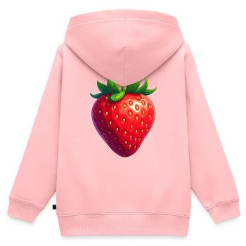Erdbeere - Kinder Premium Organic Zip Hoodie - Rosa - Hinten - AI Model Kid Female (0cm)