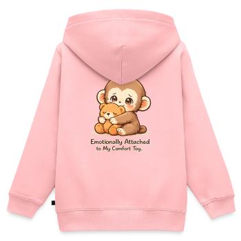 Punch Monkey Sad Cute Aesthetic Tee. - Sweat Premium à capuche zippé enfant bio - rose - Dos - AI Model Kid Female (0cm)