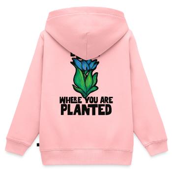 Blühe dort, wo du gepflanzt bist - Kinder Premium Organic Zip Hoodie - Rosa - Hinten - AI Model Kid Female (0cm)
