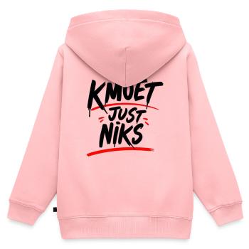 KMOET Just Niks Rouge Accent - Sweat Premium à capuche zippé enfant bio - rose - Dos - AI Model Kid Female (0cm)