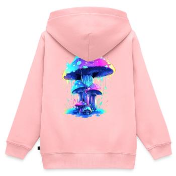 Pilz  - Kinder Premium Organic Zip Hoodie - Rosa - Hinten - AI Model Kid Female (0cm)