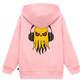 Tentacule jaune avec écouteurs - Sweat Premium à capuche zippé enfant bio - rose - Dos - AI Model Kid Female (0cm)