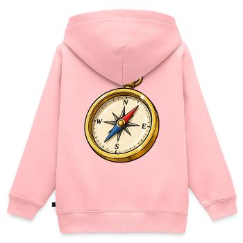 Kompass - Kinder Premium Organic Zip Hoodie - Rosa - Hinten - AI Model Kid Female (0cm)