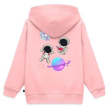 Astronautes colorés en orbite - Sweat Premium à capuche zippé enfant bio - rose - Dos - AI Model Kid Female (0cm)