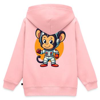 Dessin animé Mon Singe Astronaute Mignon Exploration Spatiale - Sweat Premium à capuche zippé enfant bio - rose - Dos - AI Model Kid Female (0cm)