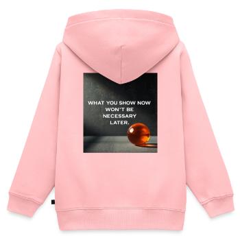 Was jetzt gezeigt wird, wird später nicht mehr gebraucht - Kinder Premium Organic Zip Hoodie - Rosa - Hinten - AI Model Kid Female (0cm)