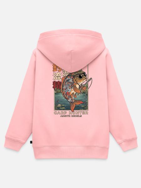 Karpfen Jäger Ansitz Rebellen - Kinder Premium Organic Zip Hoodie - Rosa