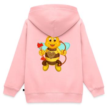 Valentine bee with bow and heart - Kids Premium Organic Zip-up Hoodie - rose - Back - AI Model Kid Female (0cm)